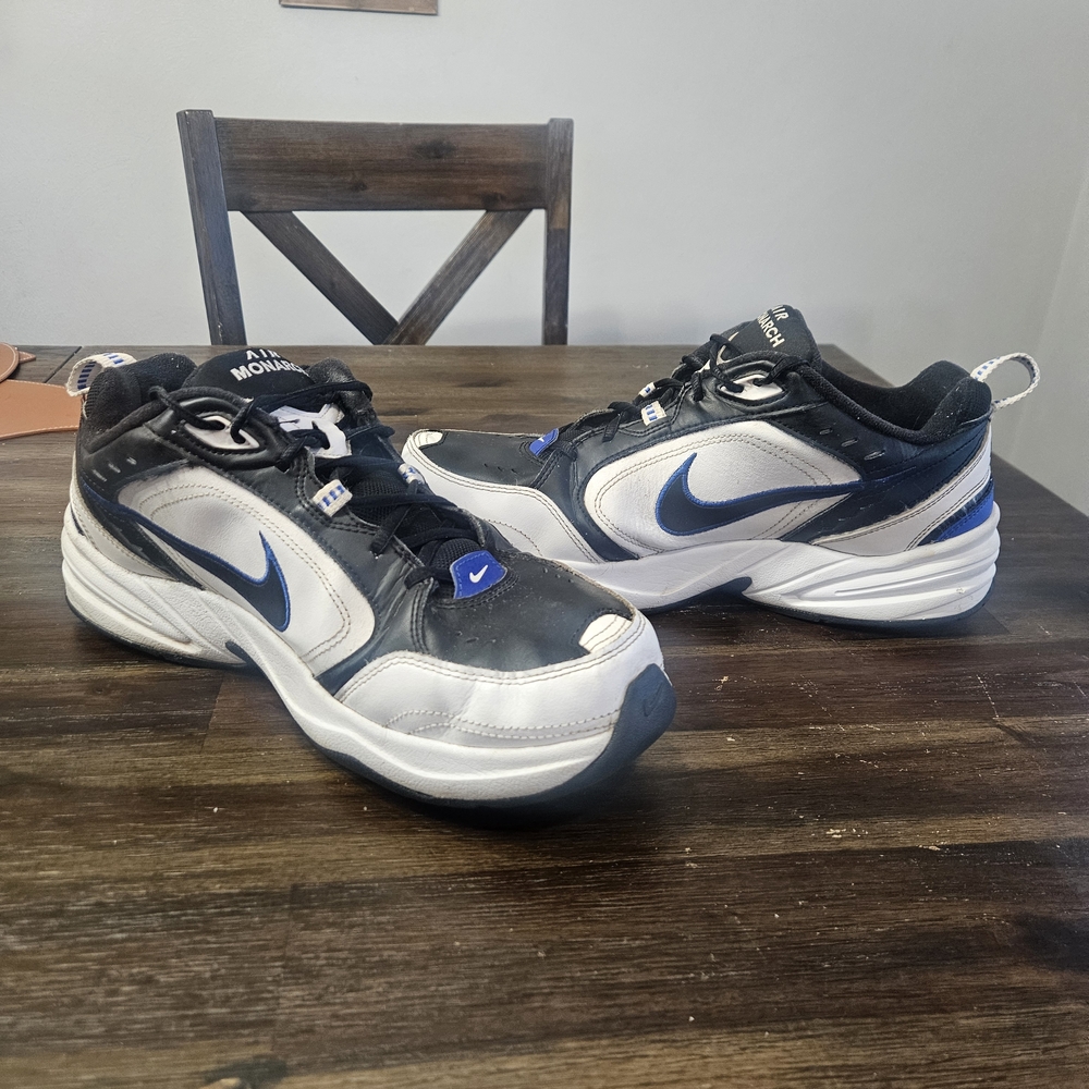 Nike Air Monarch W 11.5 M 10 White Blue And Black Very Good Preowned Condition